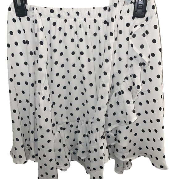 NWT White Birch Polka-Dots Wrap Mini Skirt Women Small Retro Classic Ruffles Bow - Picture 5 of 7